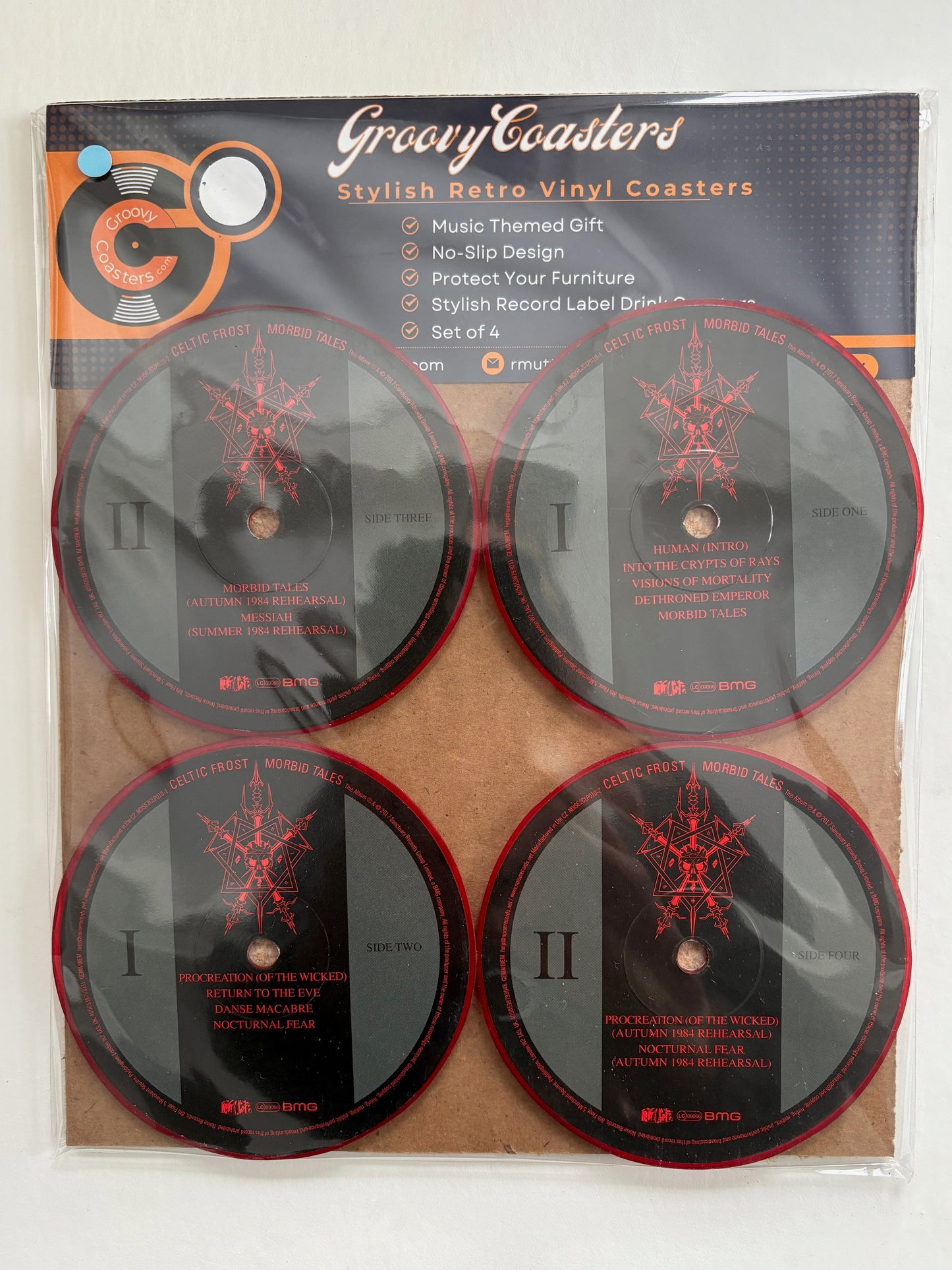 celtic frost premium record lp label drink coaster set