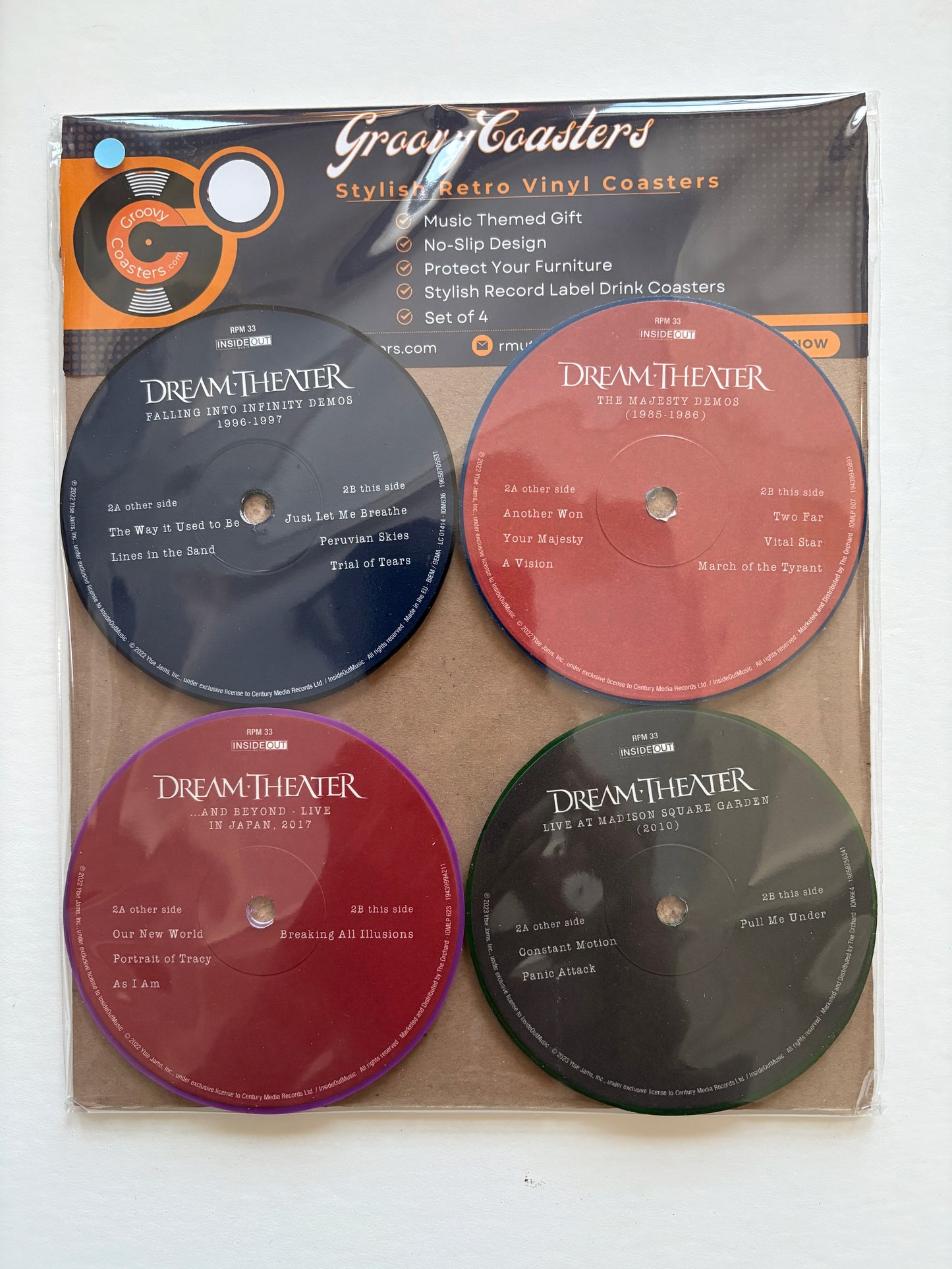 dream theater premium record lp label drink coaster set
