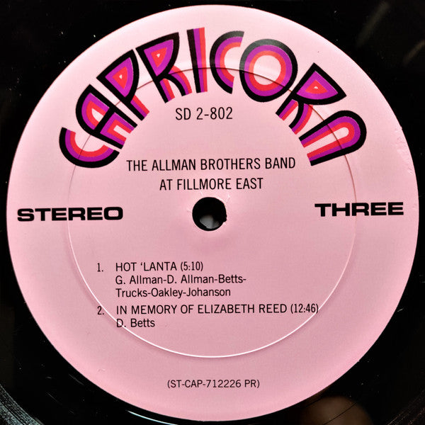 The Allman Brothers Band Groovy lp Coaster - The Allman Brothers Band At Fillmore East (Side 3)
