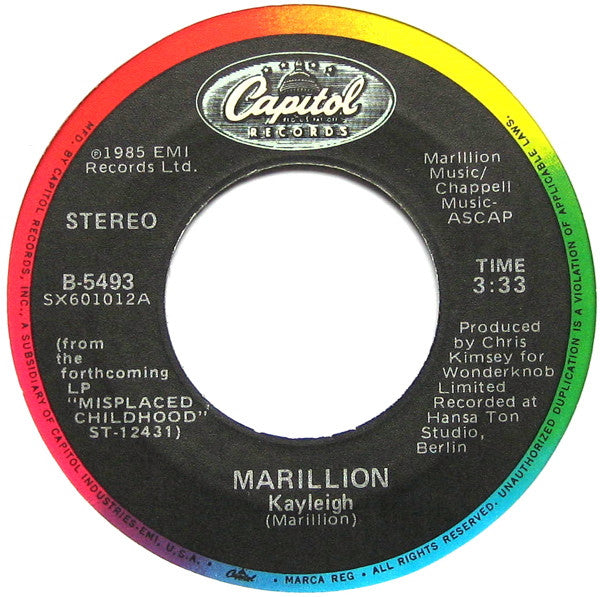 Marillion Groovy 45 Coaster - Kayleigh