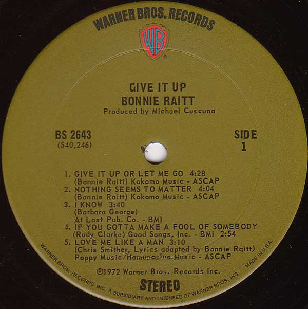 Bonnie Raitt Groovy lp Coaster - Give It Up