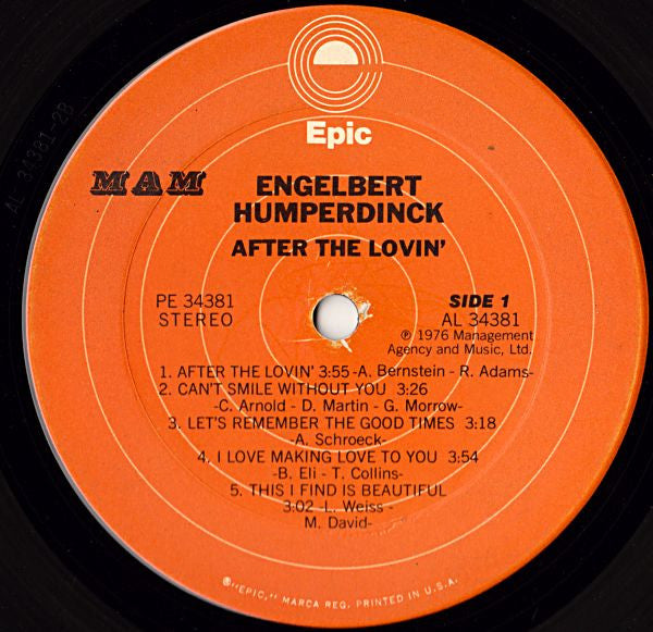 Engelbert Humperdinck lp Groovy Coaster - After The Lovin'