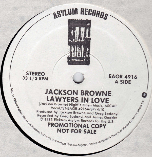 Jackson Browne Groovy 12" Coaster - Lawyers In Love