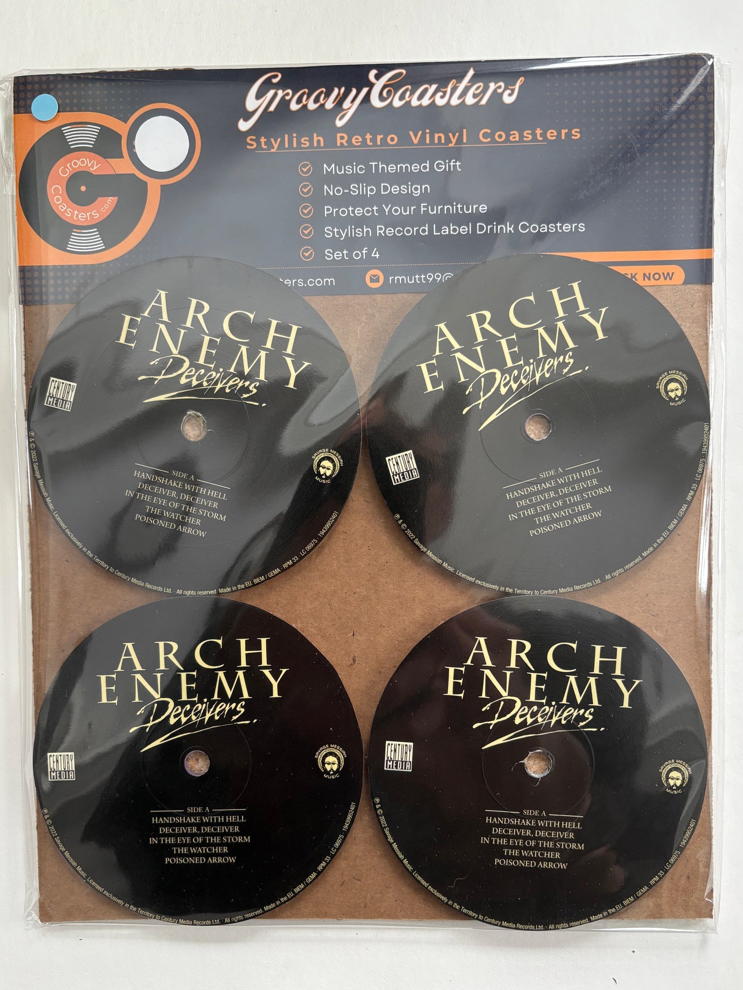arch enemy premium lp record label drink coaster set
