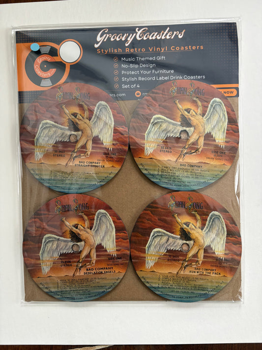 bad company premium vintage record lp label drink coaster set