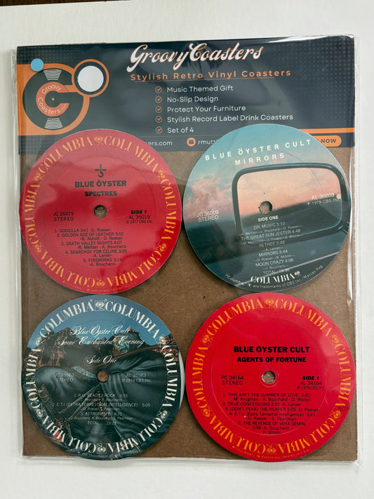 blue oyster cult premium vintage record label drink coaster set