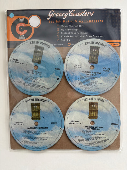 jackson browne premium vintage record label drink coaster set