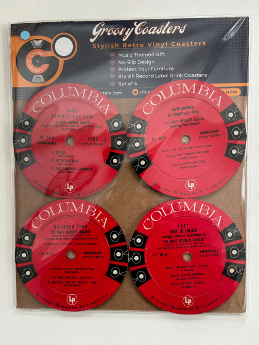 dave brubeck premium vintage record lp label drink coaster set