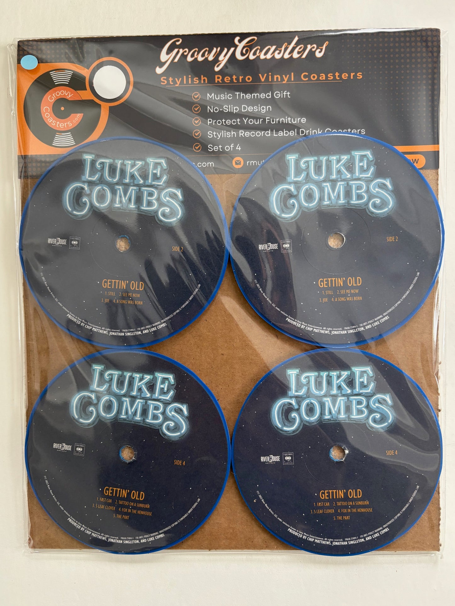 luke combs premium record lp label drink coaster set