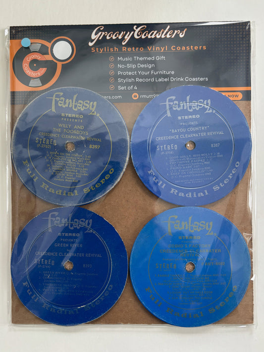 creedence clearwater revival premium vintage record lp label drink coaster set
