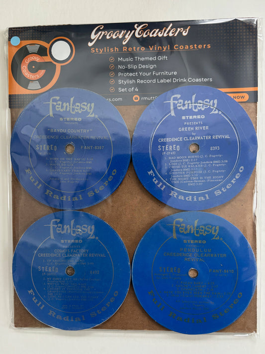 creedence clearwater revival premium vintage record lp label drink coaster set