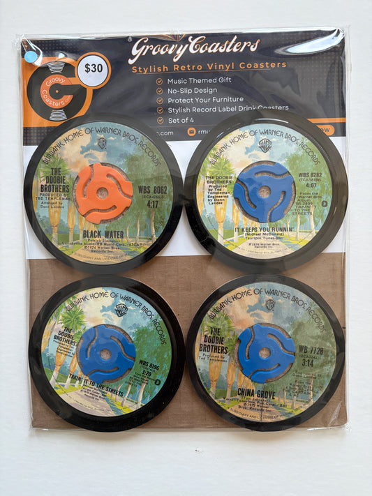 doobie brothers premium vintage record lp label drink coaster set