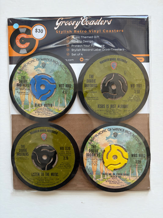 doobie brothers premium vintage record lp label drink coaster set