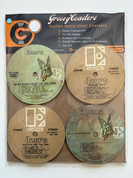 the doors premium vintage record lp label drink coaster set