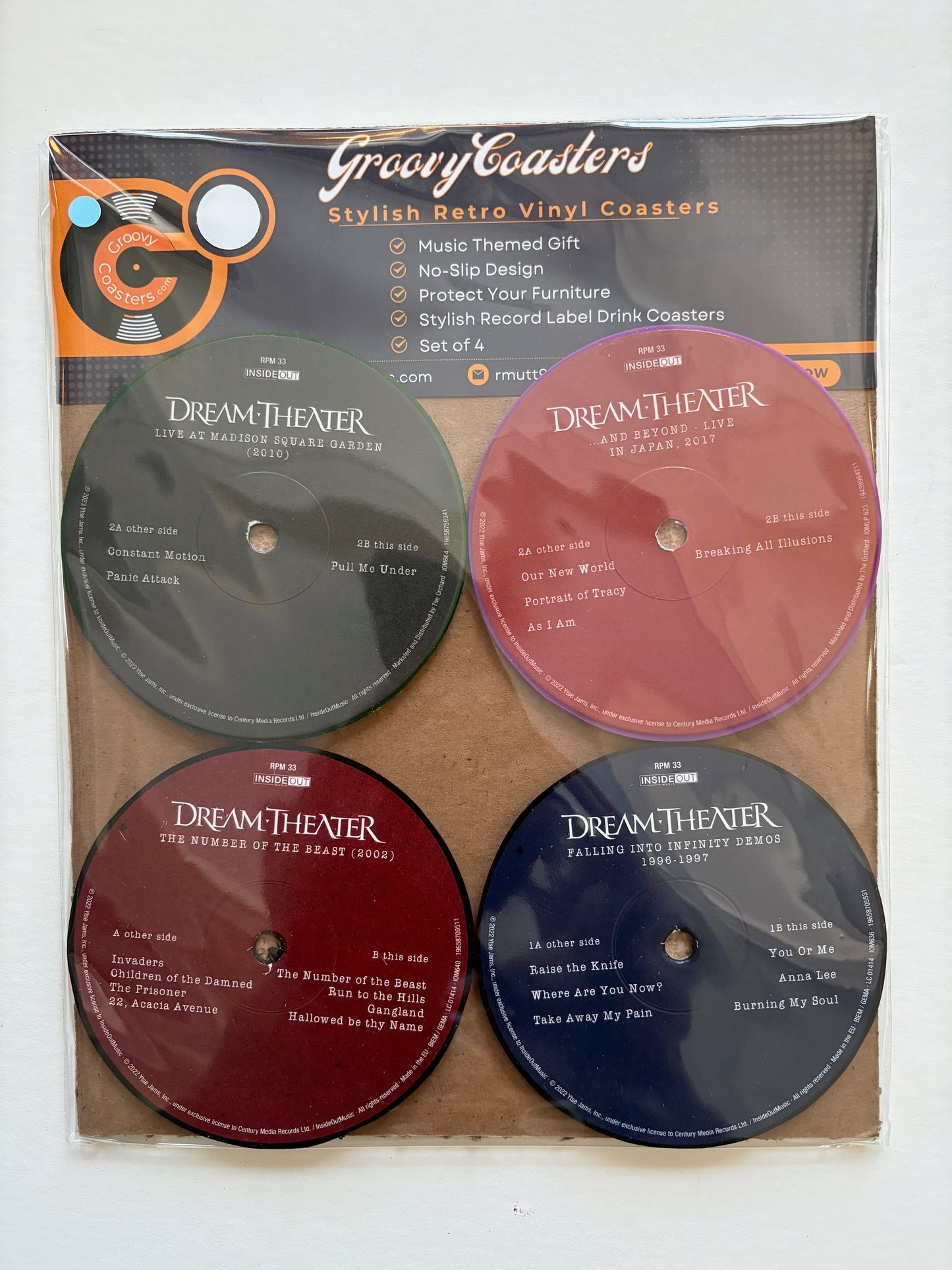 dream theatre premium record lp label drink coaster set