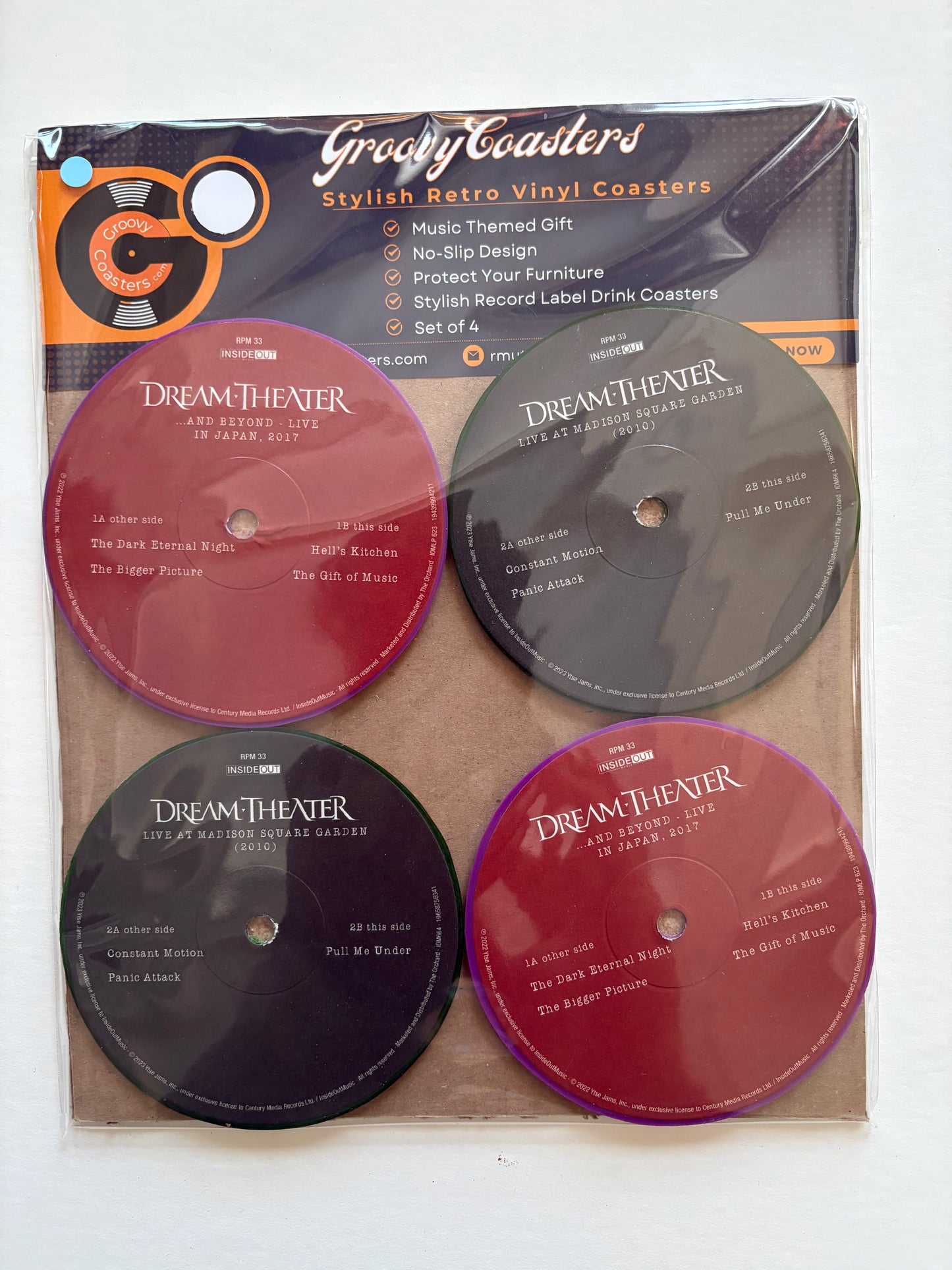 dream theater premium record lp label drink coaster set