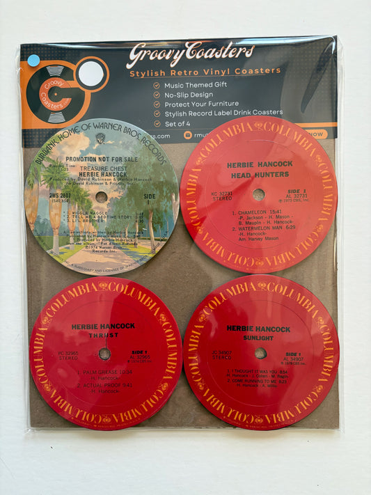 herbie hancock premium vintage record lp label drink coaster set