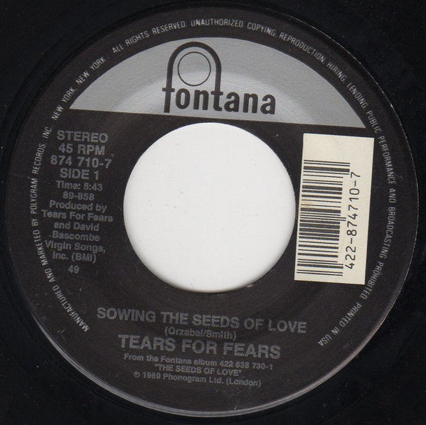 Tears For Fears Groovy 45 Coaster - Sowing The Seeds Of Love