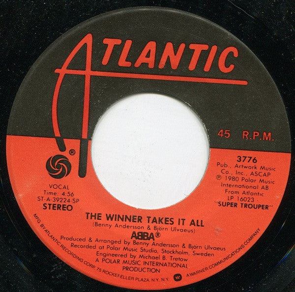 ABBA Groovy 45 Coaster - The Winner Takes It All