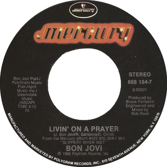 Bon Jovi Groovy 45 Coaster - Livin' On A Prayer