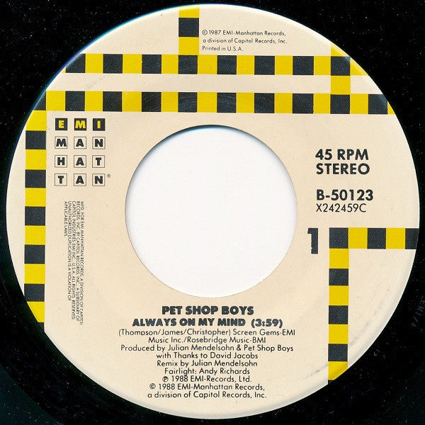 Pet Shop Boys Groovy 45 Coaster - Always On My Mind