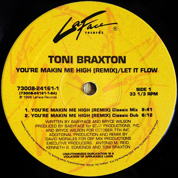 Toni Braxton Groovy Coaster - You're Makin' Me High (Remix) / Let It Flow