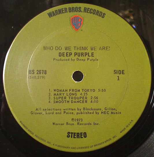 Deep Purple Groovy Coaster - Who Do We Think We Are (Side 1)