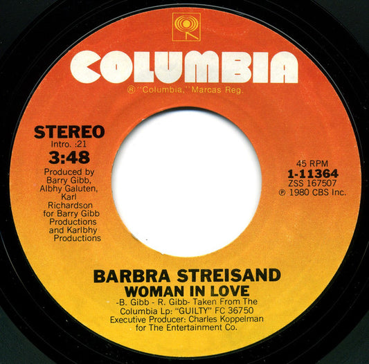 Barbra Streisand Groovy 45 Coaster - Woman In Love