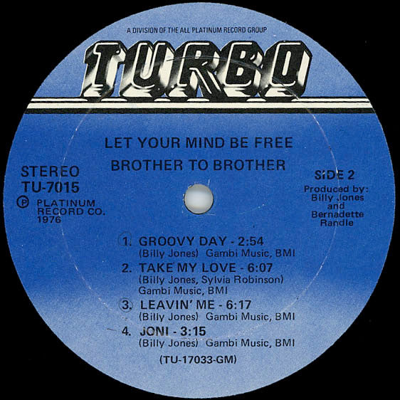 Brother To Brother Groovy  lp Coaster - Let Your Mind Be Free