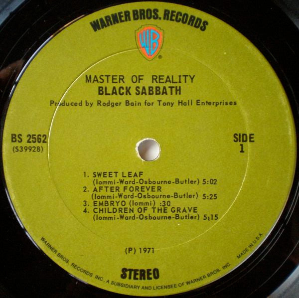 Black Sabbath Groovy Coaster - Master Of Reality (Side 1)