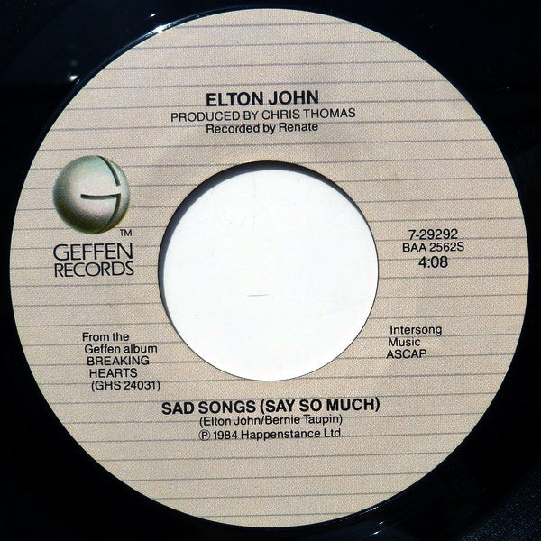Elton John Groovy 45 Coaster - Sad Songs (Say So Much)
