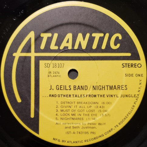 The J. Geils Band Groovy Coaster - Nightmares ...And Other Tales From The Vinyl Jungle (Side 1)