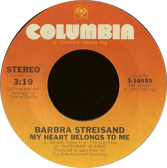 Barbra Streisand Groovy 45 Coaster - My Heart Belongs To Me