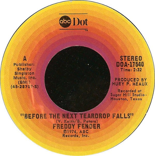 Freddy Fender Groovy Coaster - Before The Next Teardrop Falls / Waiting For Your Love