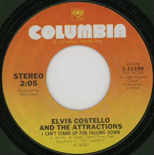 Elvis Costello & The Attractions Groovy 45 Coaster - I Can't Stand Up For Falling Down