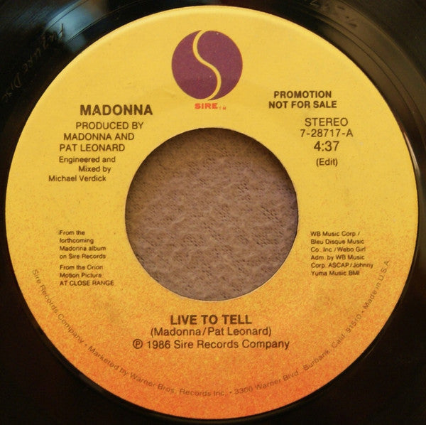 Madonna Groovy 45 Coaster - Live To Tell