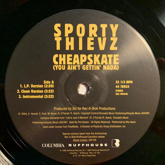 Sporty Thievz Groovy Coaster - Cheapskate (You Ain't Gettin' Nada) (Side A)