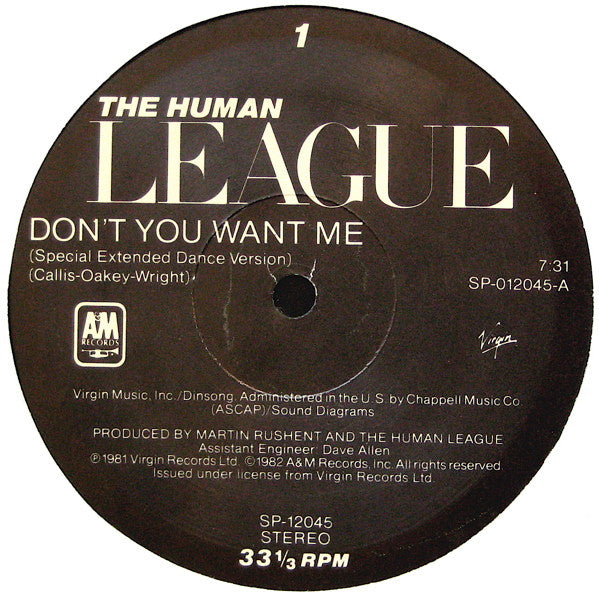 The Human League Groovy 12" Coaster - Don't You Want Me (Special Extended Dance Mix) / Love Action (I Believe In Love)