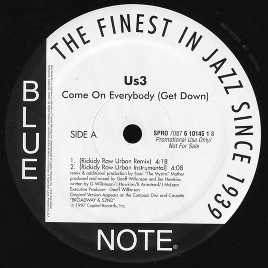 Us3 Groovy Coaster - Come On Everybody (Get Down) (Side 1)