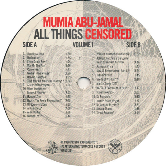 Mumia Abu Jamal Groovy Coaster - All Things Censored: Volume 1 - Huntingdon And SCI Greene Sessions