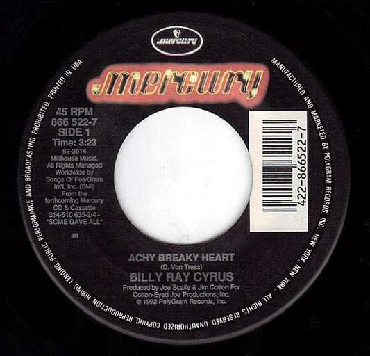 Billy Ray Cyrus Groovy 45 Coaster - Achy Breaky Heart