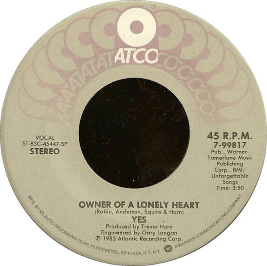 Yes Groovy Coaster - Owner Of A Lonely Heart