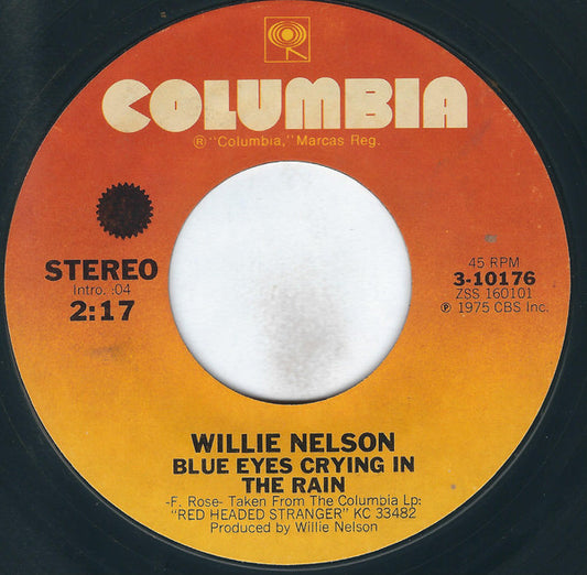 Willie Nelson Groovy 45 Coaster - Blue Eyes Crying In The Rain / Bandera