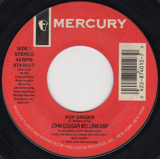 John Cougar Mellencamp Groovy 45 Coaster - Pop Singer