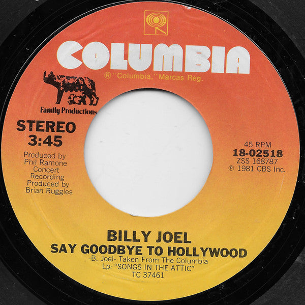 Billy Joel Groovy 45 Coaster - Say Goodbye To Hollywood