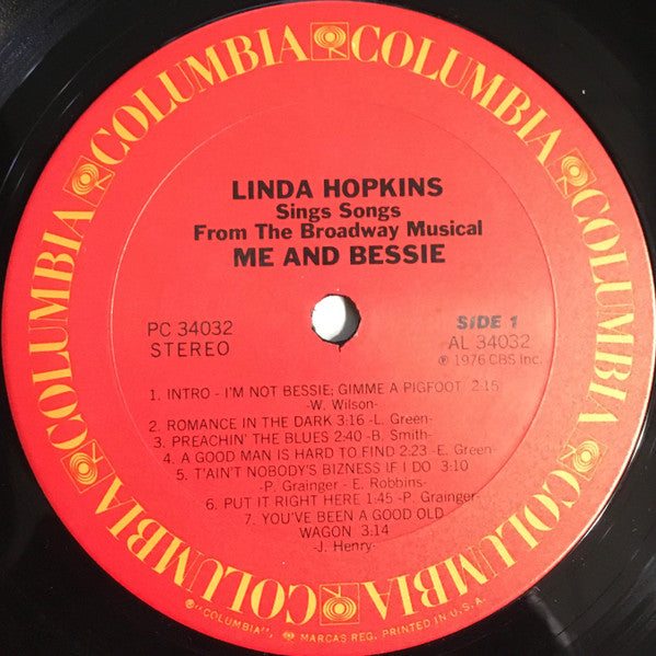 Linda Hopkins Groovy lp Coaster - Me And Bessie (Linda Hopkins Sings Songs From The Broadway Musical)