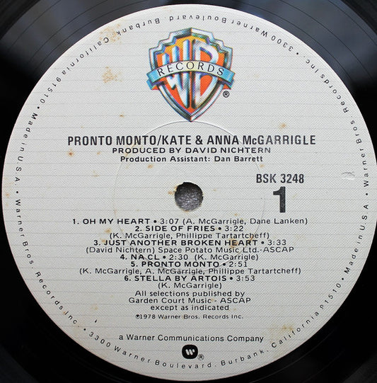 Kate & Anna McGarrigle Groovy Coaster - Pronto Monto (Side 1)