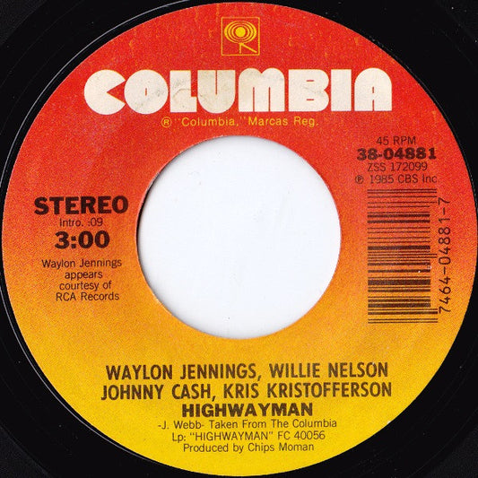 Waylon Jennings Groovy 45 Coaster - Highwayman / The Human Condition