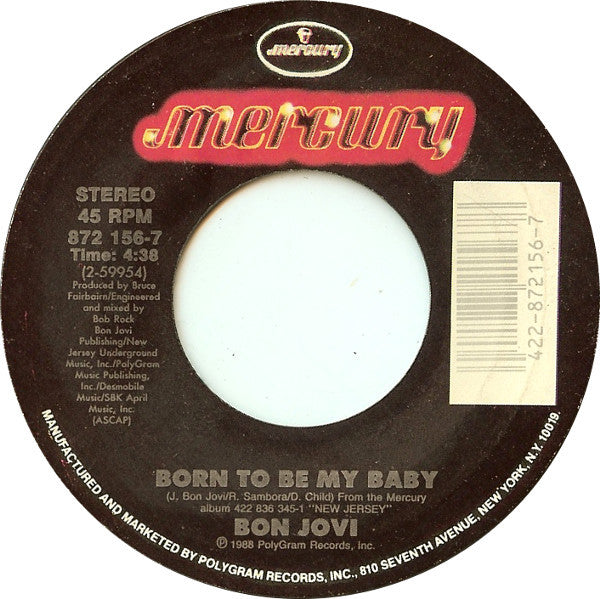 Bon Jovi Groovy 45 Coaster - Born To Be My Baby