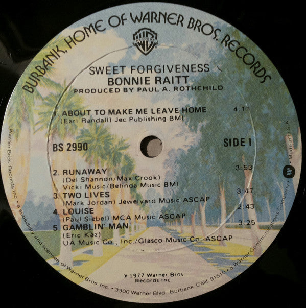 Bonnie Raitt Groovy Coaster - Sweet Forgiveness (Side 1)